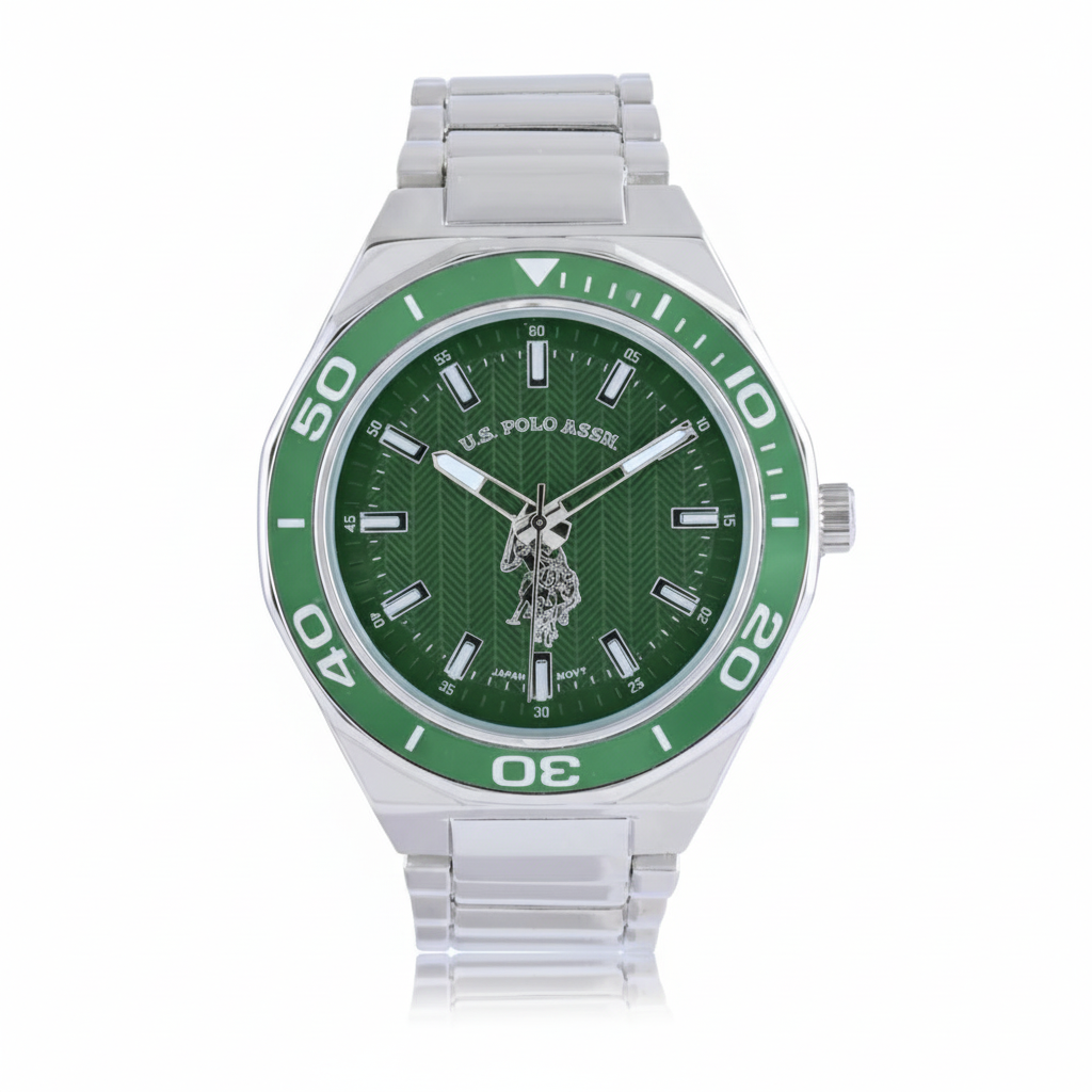 Montre verte vue de face