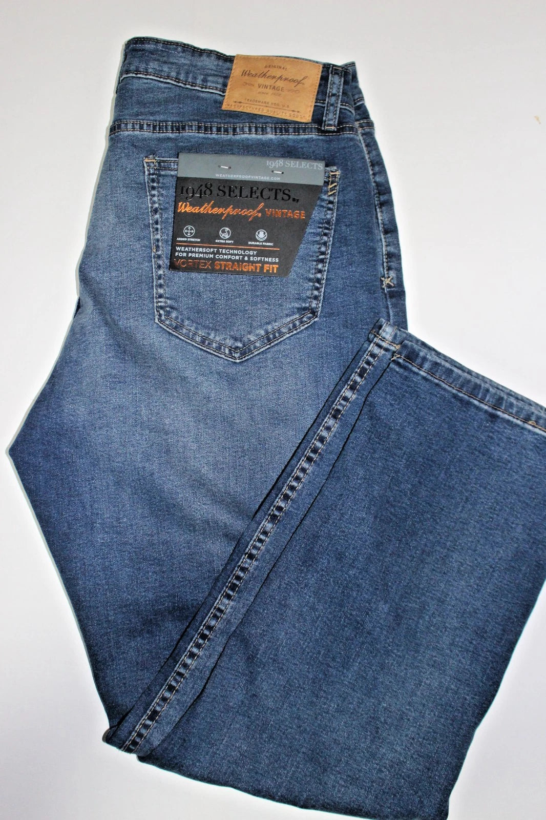 Jean bleu stretch coupe droite vintage imperméable Vortex