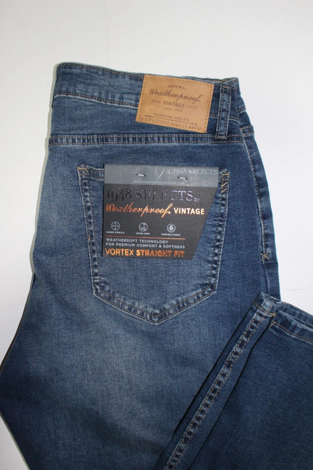 Jean bleu stretch coupe droite vintage imperméable Vortex